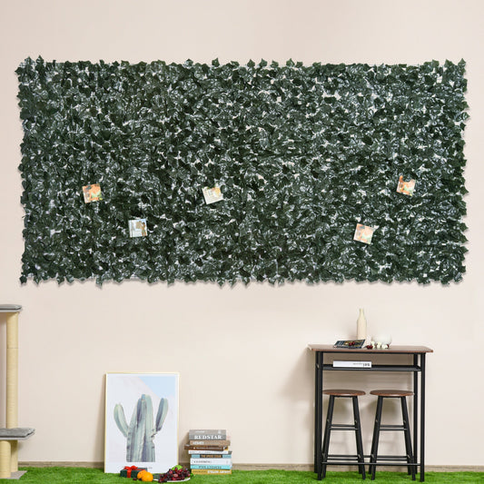 Outsunny 2-częściowy sztuczny żywopłot z liści Panel ogrodzenia prywatności do ogrodu, na zewnątrz, dekoracja wewnętrzna, ciemnozielony, 3M x 1,5M