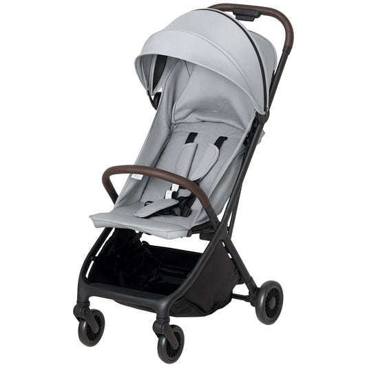 AIYAPLAY Foldable Baby Stroller with Adjustable Seat, 5-Point Harness, Canopy, Basket, 6.3kg Lightweight & Compact, Light Grey