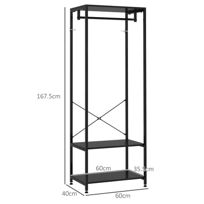 HOMCOM Hallway Coat Rack and Shoe Bench Tree - Black