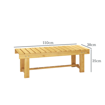 Outsunny 1 Piece 2-seater Outdoor Indoor Wooden Garden Bench Fir Patio Loveseat, 110L x 38W x 35Hcm, Natural