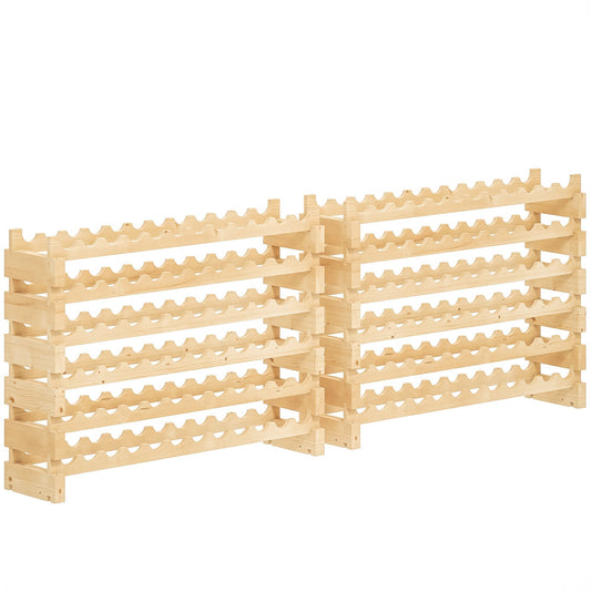 HOMCOM Six-Tier, 72 Bottle Wooden Wine Rack Set of 2 - Natural