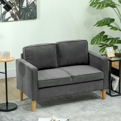 HOMCOM Mała dwuosobowa sofa sztruksowa - szara