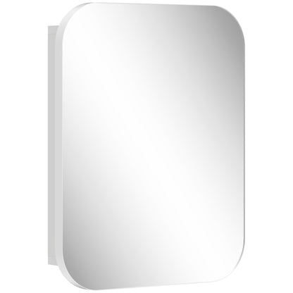 HOMCOM Bathroom Medicine Cabinet with Mirror, Bathroom Wall Cabinet with Adjustable Shelves, Soft Close Hinges, White