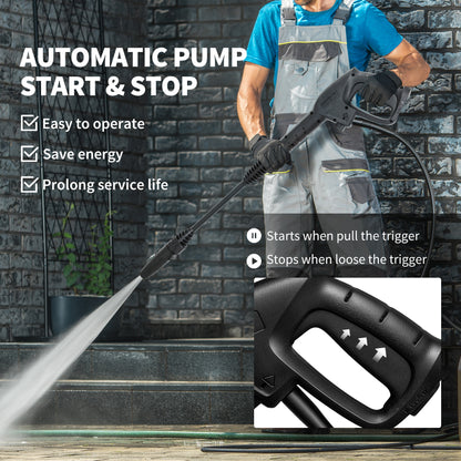 Outsunny 1800W High√Ç Pressure√Ç Washer, 150 Bar Pressure, 420 L/h Flow, Portable Power Washer Jet Wash Cleaner with Adjustable Nozzle, 6M Hose, Steel Handle for Home Patio Car Driveway, Blue