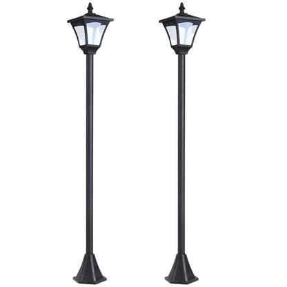 Outsunny Set of 2 Outdoor Garden Solar Post Lamp Sensor Dimmable LED Lantern Bollard IP44 Energy-saving 1.2M Tall, Black