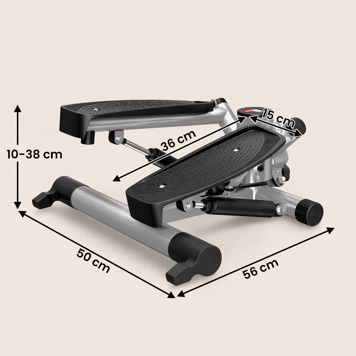 HOMCOM Mini Stepper Step Machine with Resistance Bands for Leg Arm Full Body Training Fitness Stair Stepper