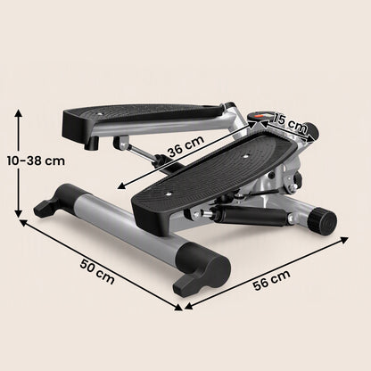 HOMCOM Mini Stepper Step Machine with Resistance Bands for Leg Arm Full Body Training Fitness Stair Stepper