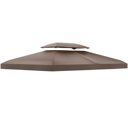 Outsunny 3x4m Gazebo Replacement Roof Canopy 2 Tier Top UV Cover Garden Patio Outdoor Sun Awning Shelters, Brown (TOP COVER ONLY)