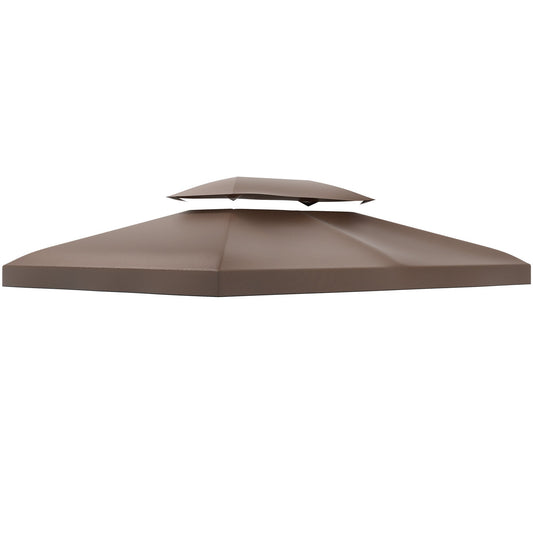 Outsunny 3x4m Gazebo Replacement Roof Canopy 2 Tier Top UV Cover Garden Patio Outdoor Sun Awning Shelters, Brown (TOP COVER ONLY)