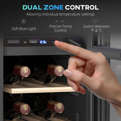 HOMCOM 16-butelkowa lodówka na wino Dual Zone 5-18√¢‚Äû∆í - czarna