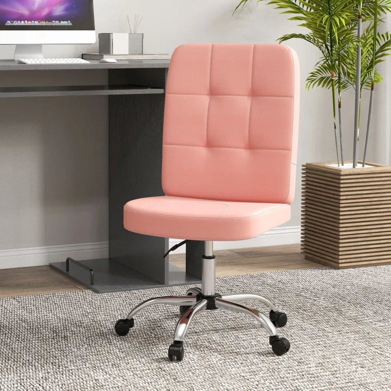 Vinsetto Armless Faux Leather Office Chair - Pink