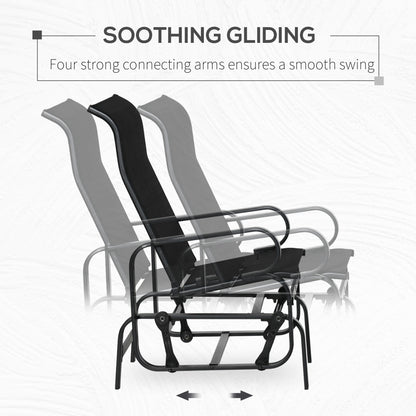 Outsunny Outdoor Gliding Rocking Chair with Sturdy Metal Frame Garden Comfortable Swing Chair for Patio, Backyard and Poolside, Black