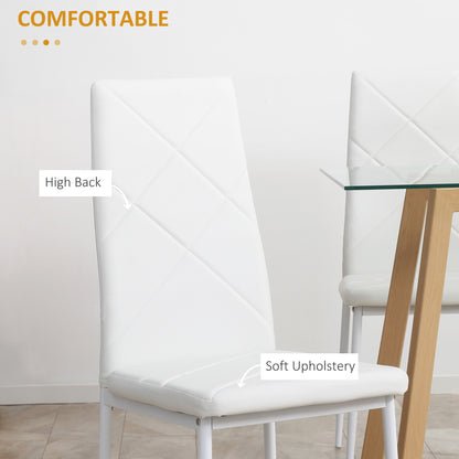 HOMCOM Set of 4 Faux Leather Dining Chairs - White