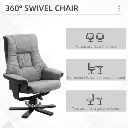 HOMCOM Sofa rozkładana z podnóżkiem Sofa obrotowa w kolorze szarym