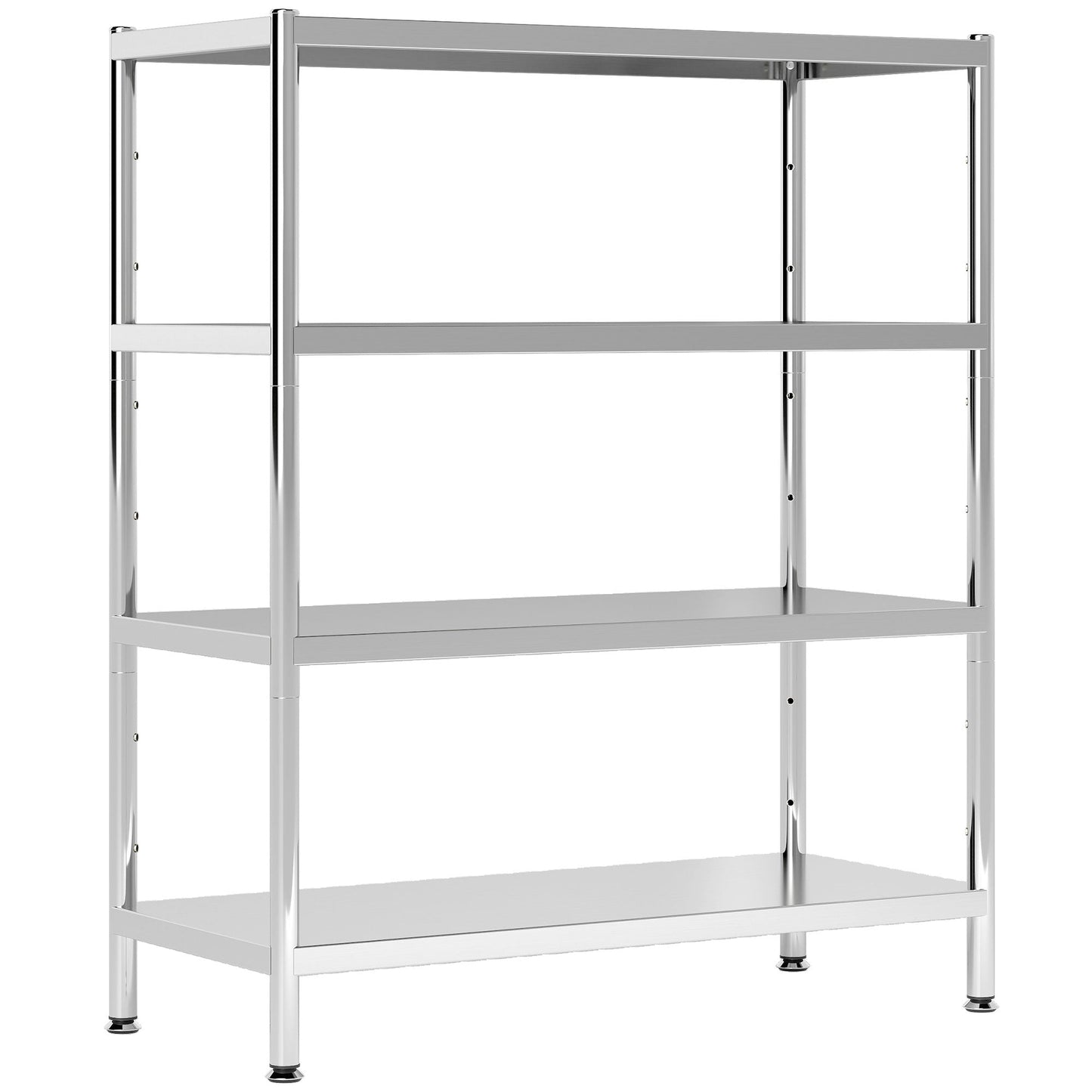 HOMCOM 4-Tier Bakers Rack with Storage, Stainless Steel Microwave Stand with Adjustable Shelves for Small Spaces, Kitchen Storage Unit for Spices, Pots and Pans, Silver Tone