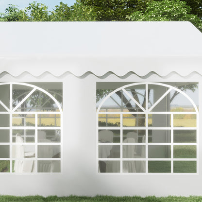 Outsunny 4m x 4m namiot imprezowy baldachim ślubny, rozkładana altana ze ścianami bocznymi, drzwiami, oknami, ocynkowana altana ogrodowa na imprezy, wydarzenia, biała