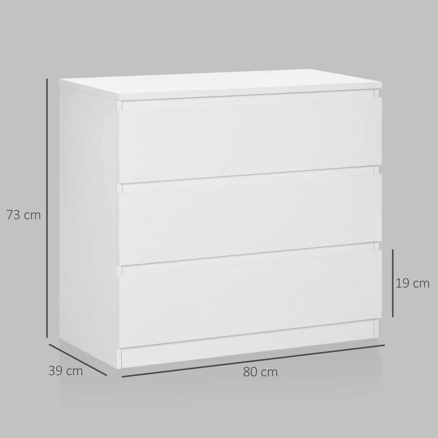 HOMCOM Chest of Three Drawers - White
