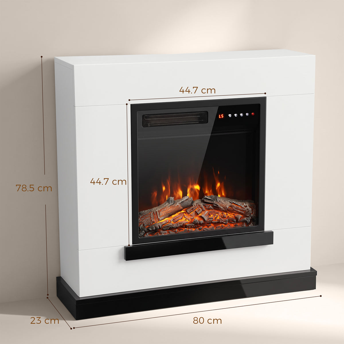 HOMCOM Freestanding Electric Fireplace Suite, Electric Fire and Surround, Adjustable Flame Effect, Remote, Timer, 900W/1800W