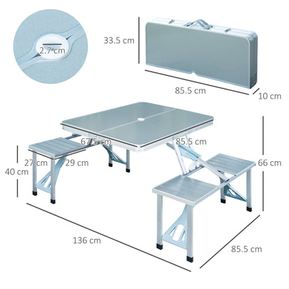 Outsunny Portable Folding Camping Picnic Table and Chairs Stools Set Party Field Kitchen Outdoor Garden BBQ Aluminium