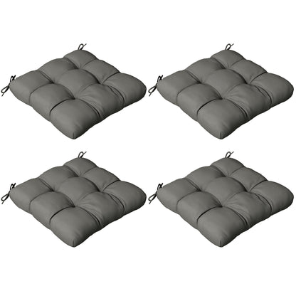 Outsunny 4-Piece Seat Cushion Pillows Replacement, Patio Chair Cushions Set with Ties for Indoor Outdoor, Charcoal Grey