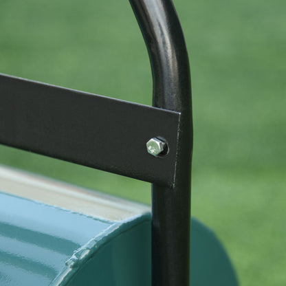 Outsunny 40L Lawn Roller Drum Scraper Bar Collapsible Handle Water or Sand Filled _32cm Green
