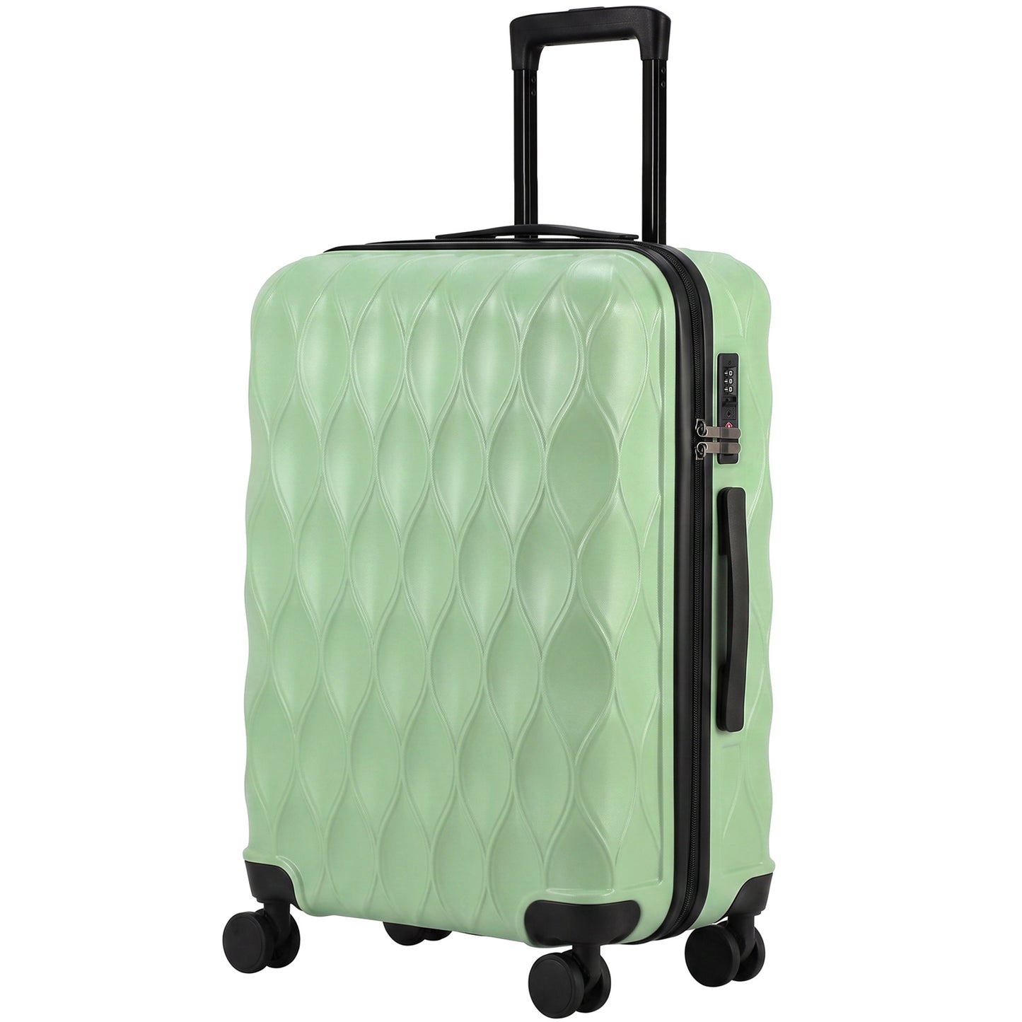 HOMCOM 26Inch 65cm Suitcase, ABS Hard Shell Checked Luggage with TSA Lock, Spinner Wheels, Telescopic Handle, Green