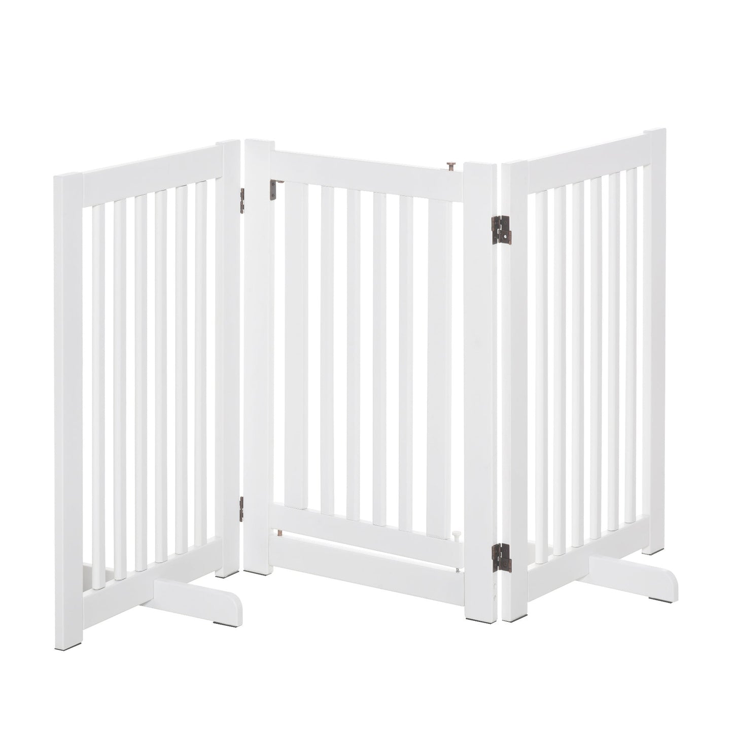 PawHutPet Gates MDF قائمة بذاتها قابلة للتوسيع بوابة الكلب مدخل الخشب حاجز الحيوانات الأليفة سياج مع باب مغلق أبيض