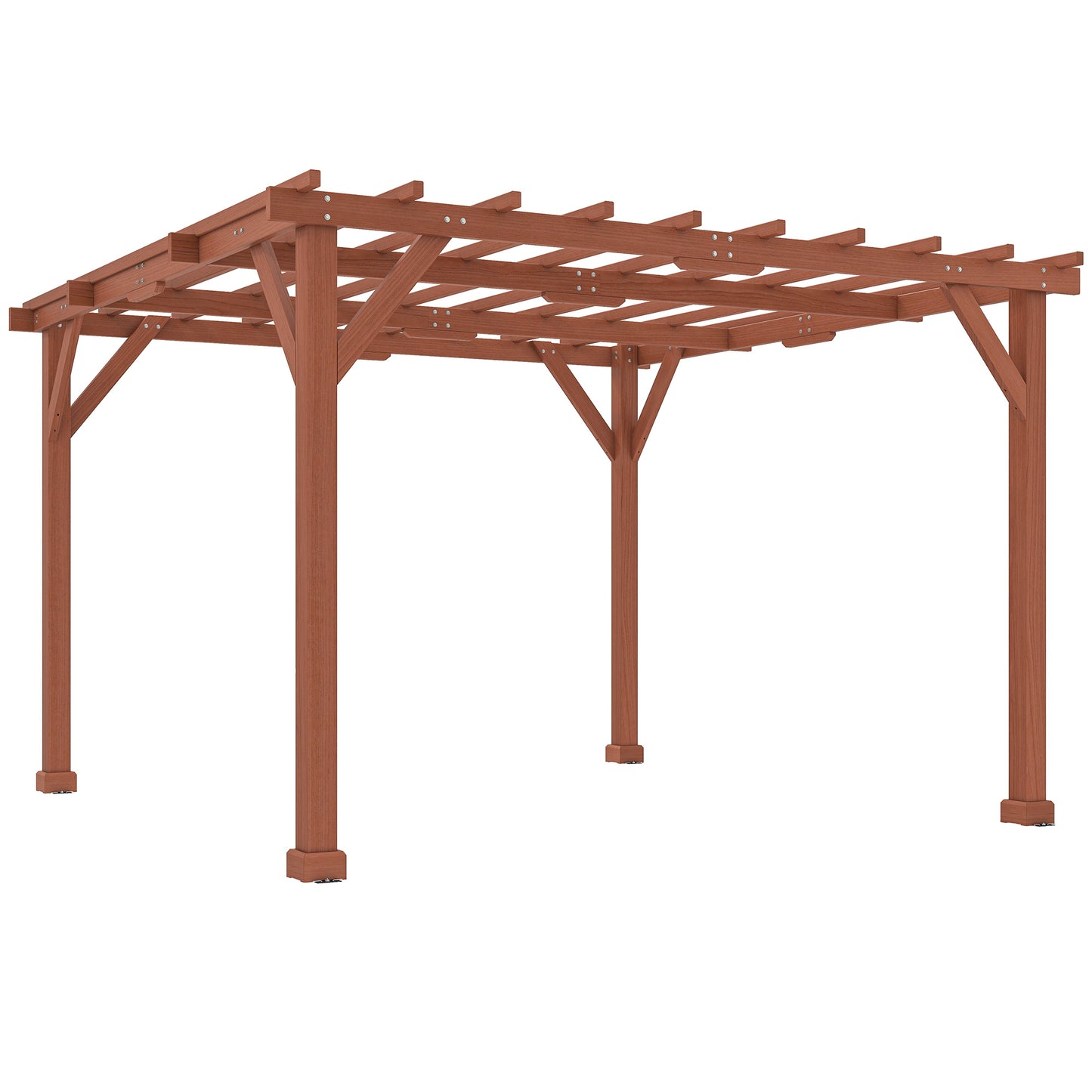 Zestaw pergoli drewnianej Outsunny 3,3 x 3,3 m, altana Graden Pergola, kratka na winorośl ze stabilną konstrukcją dla pnączy, kwiaty
