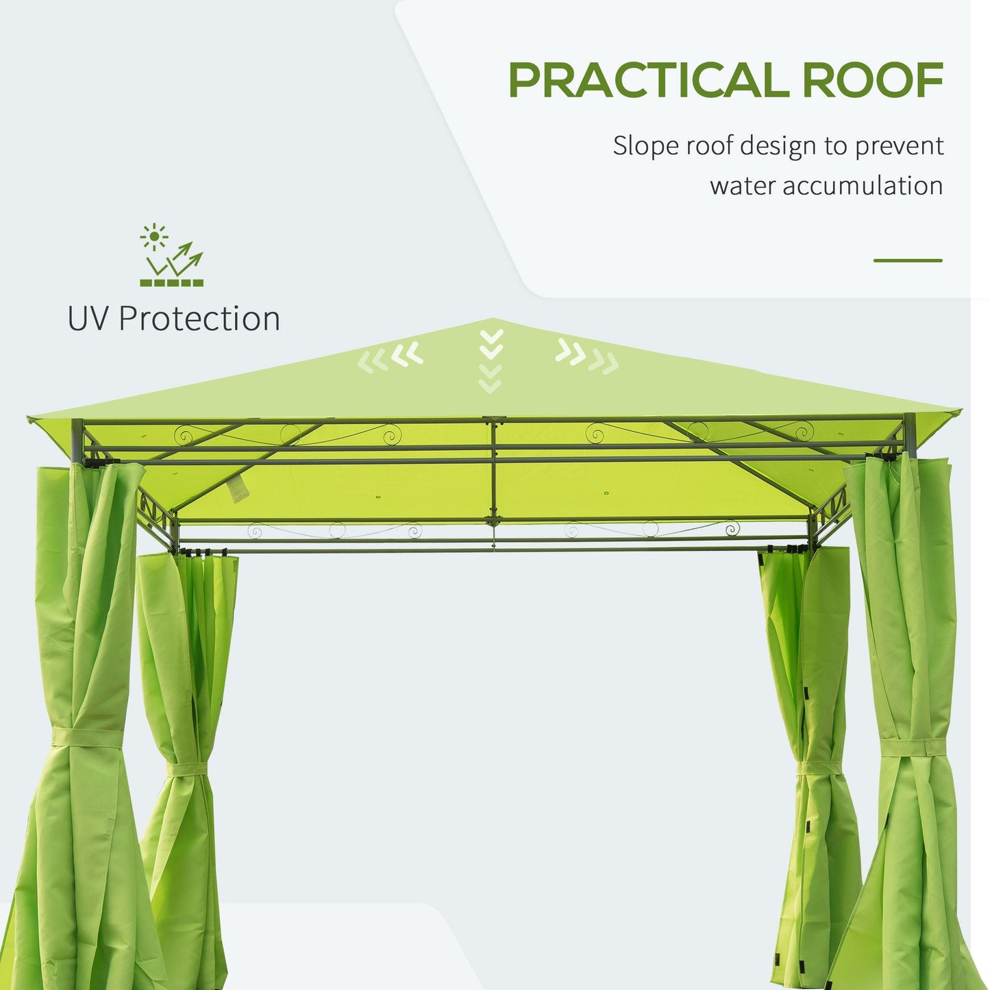 Outsunny 3m x3m Garden Metal Gazebo - ليمون أخضر