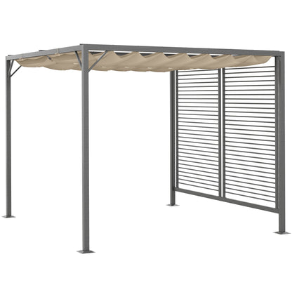 Outsunny 3 x 2.8m Metal Pergola, with Retractable Fabric Roof - Beige