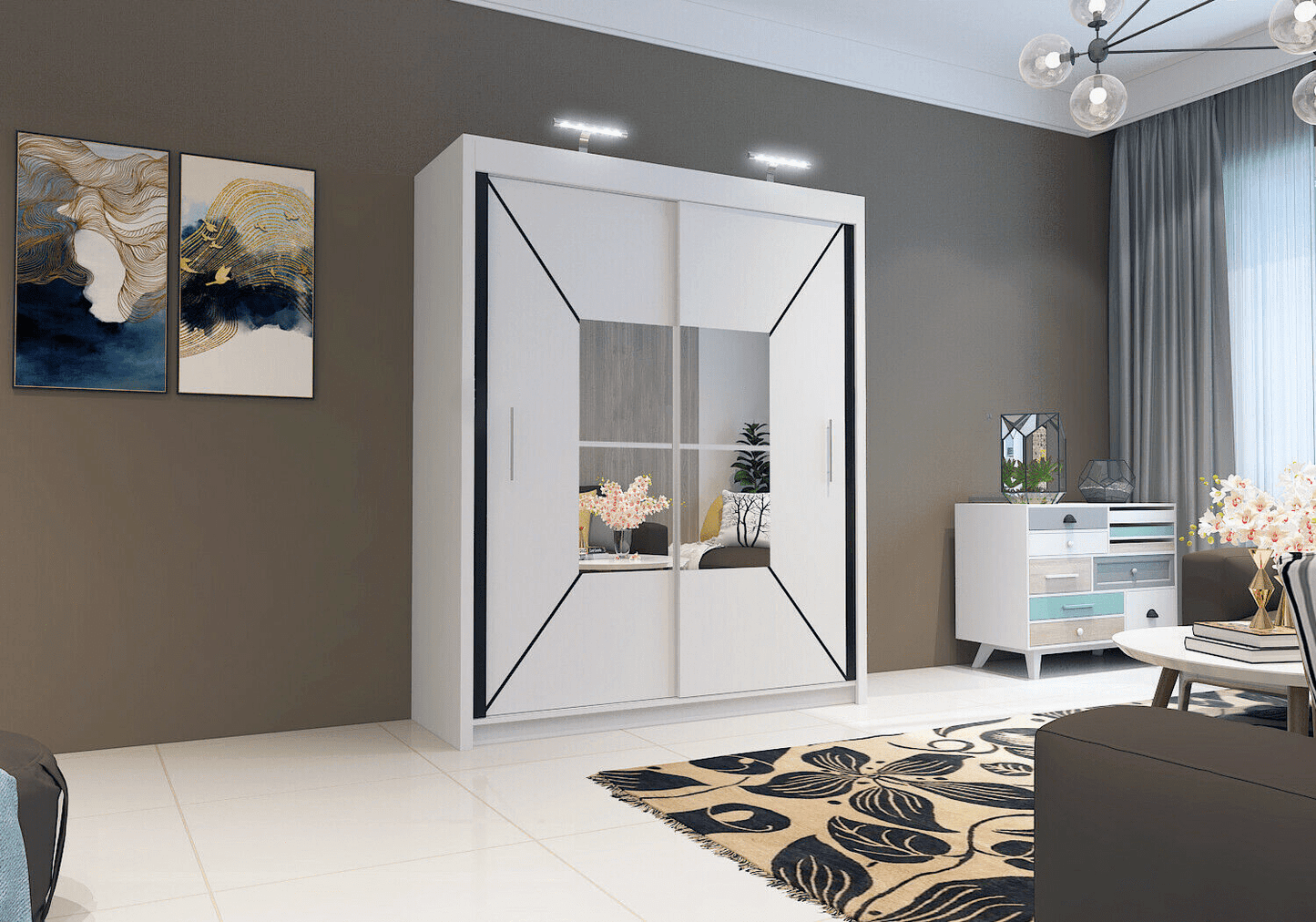 Bartholomew Mirrored Sliding Wardrobe - Black