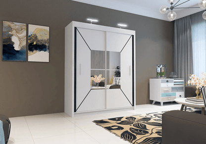 Bartholomew Mirrored Sliding Wardrobe - White