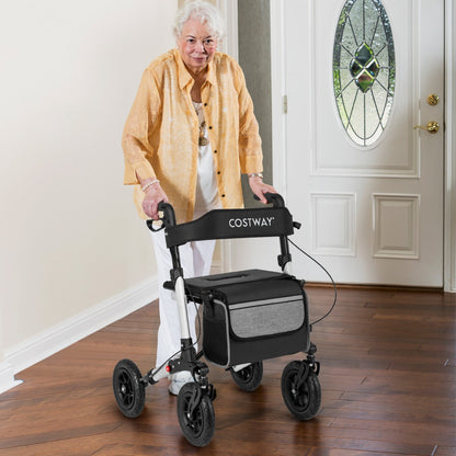 Walker for Seniors with Seat Folding Rollator Walker with Pneumatic Tires-Silver