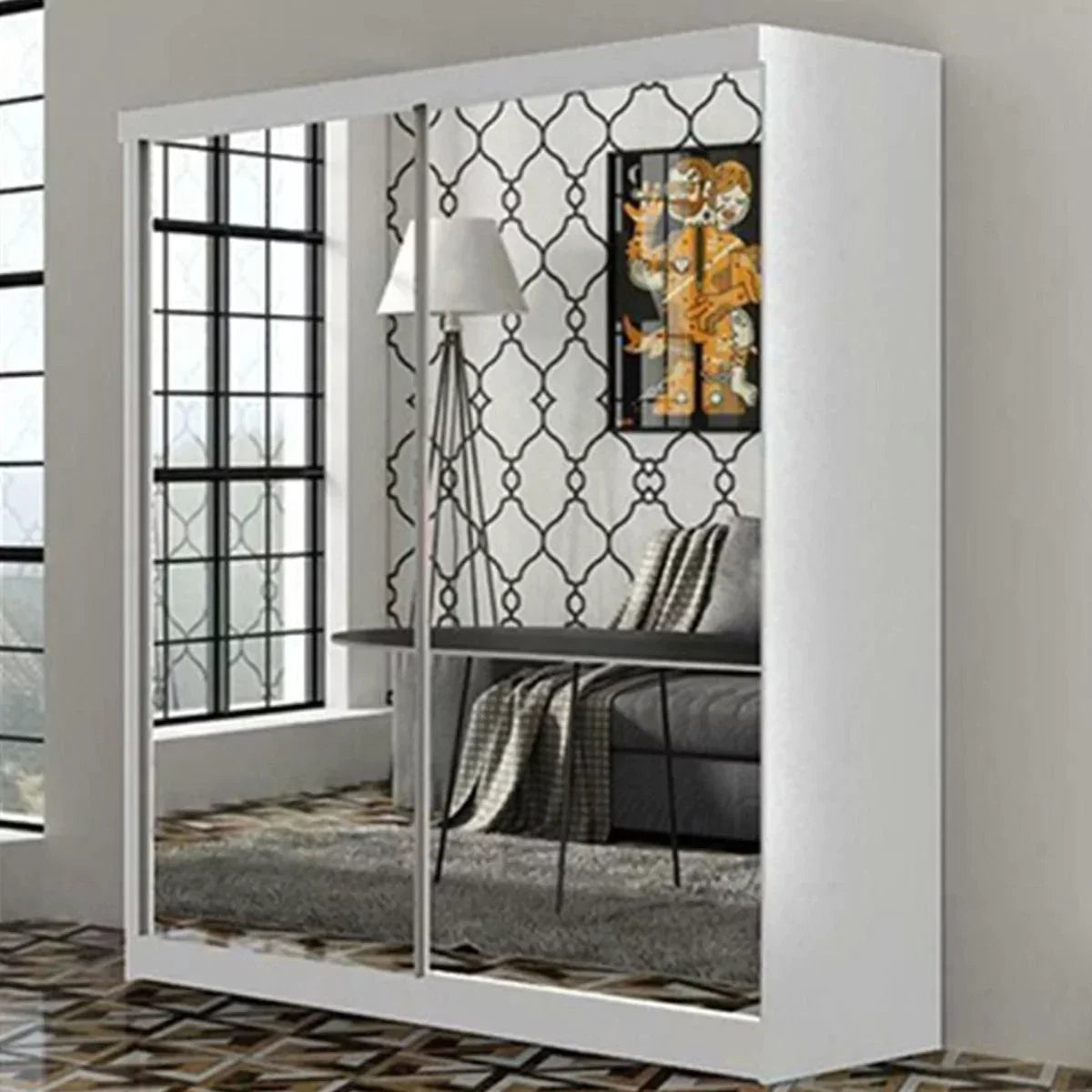 Castle Black Fully Mirrored Sliding Door Wardrobe - 150cm and 200cm