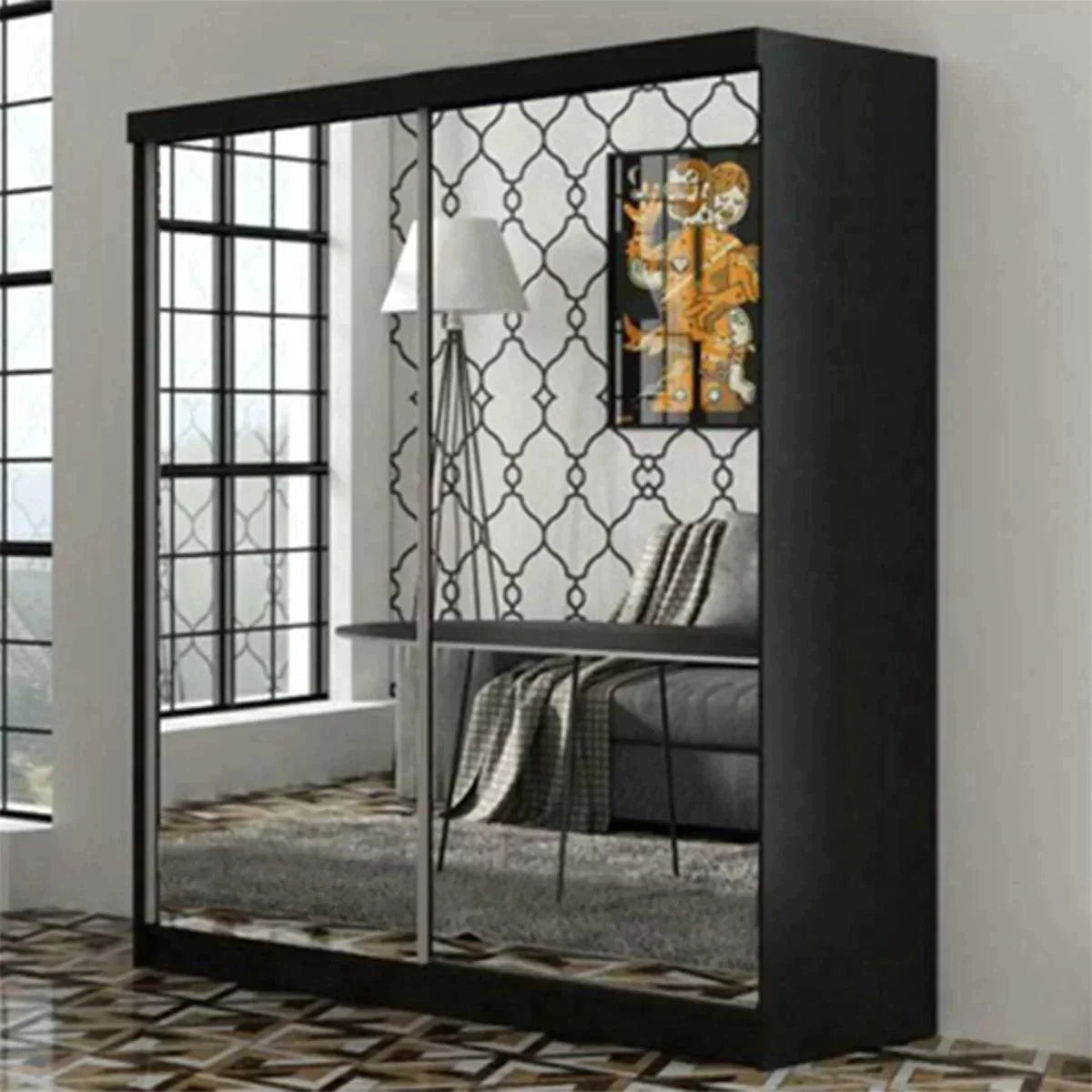 Castle Grey Fully Mirrored Sliding Door Wardrobe - 150cm and 200cm