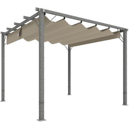 Outsunny 3 x 3 m Retractable Roof Pergola - Grey