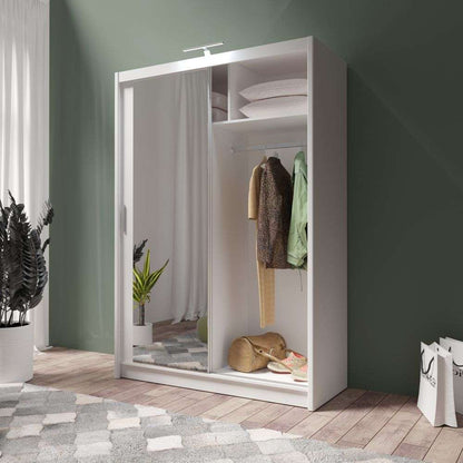 White Full Mirrored Sliding Door Wardrobe 150cm – ALDRIDGE