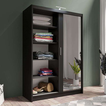 Black Full Mirrored Sliding Door Wardrobe 150cm – ALDRIDGE
