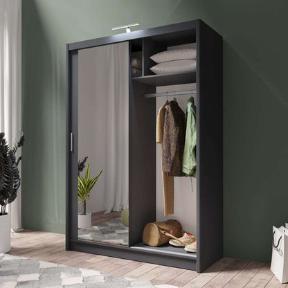 Graphite Full Mirrored Sliding Door Wardrobe 150cm – ALDRIDGE