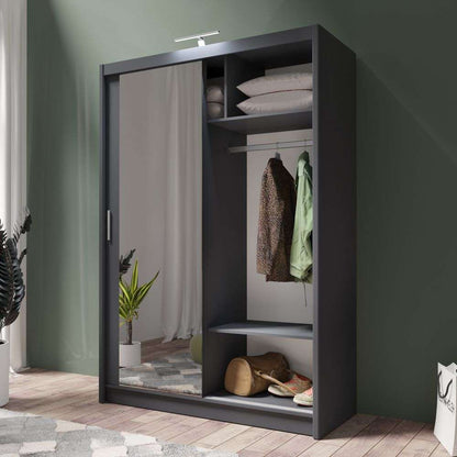 Graphite Full Mirrored Sliding Door Wardrobe 150cm – ALDRIDGE