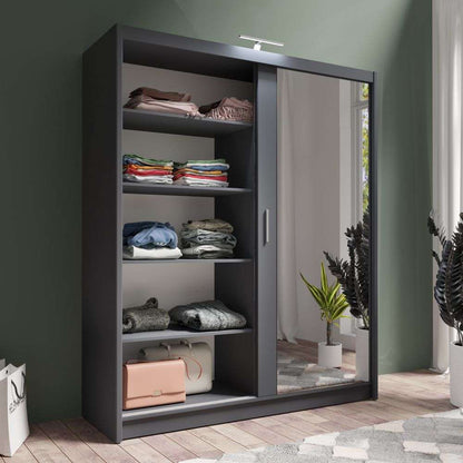 Graphite Full Mirrored Sliding Door Wardrobe 180cm – ALDRIDGE