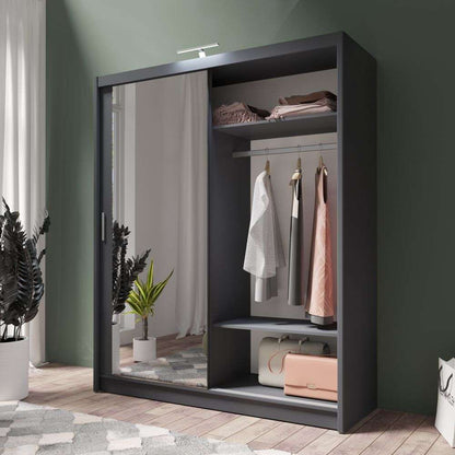 Graphite Full Mirrored Sliding Door Wardrobe 180cm – ALDRIDGE