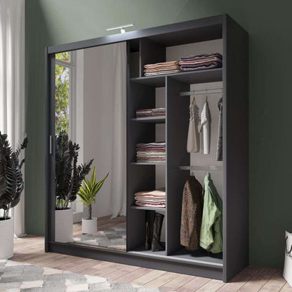 Graphite Full Mirrored Sliding Door Wardrobe 203cm – ALDRIDGE