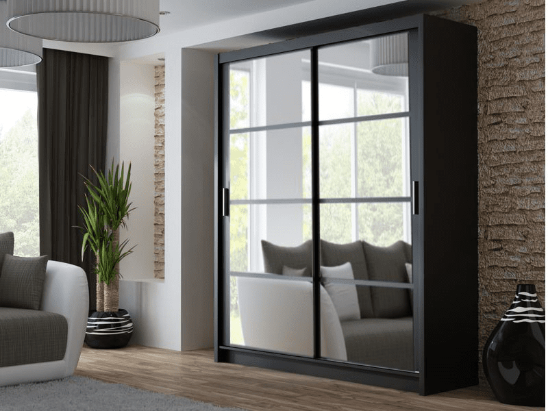 Dexter Sliding Door 160cm Wardrobe - Black, White, Grey