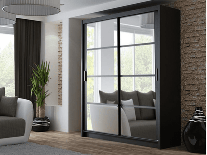 Dexter Sliding Door 203cm Wardrobe - Grey, Black, White