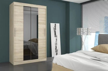 Darko 2-Door Mirrored Sliding Wardrobe 180cm - Black, Brown or Sonoma Oak