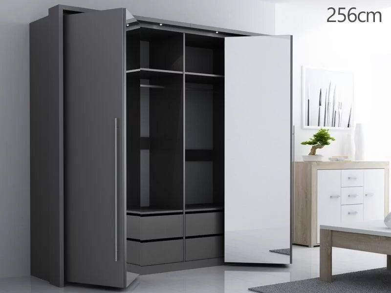 Kirklees Swinging Doors Wardrobe with Mirror - 256 White