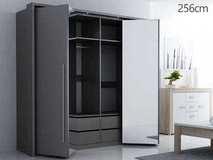 Kirklees Swinging Doors Wardrobe with Mirror - 256 White