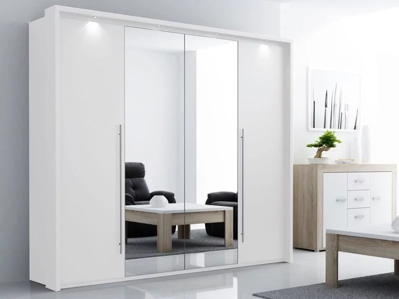 Kirklees Swinging Doors Wardrobe with Mirror - 256 White