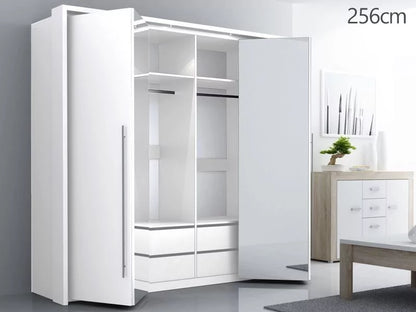 Kirklees Swinging Doors Wardrobe with Mirror - 256 White